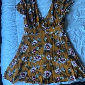 Burnt Orange Mini Dress with pink flowers